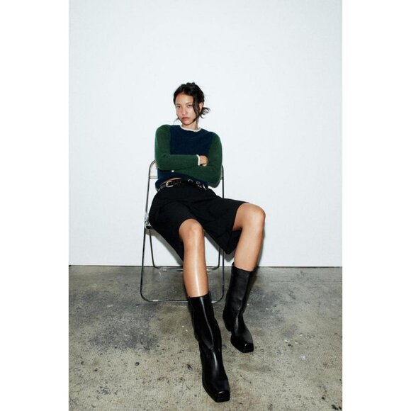 ZARA LEATHER COWBOY ANKLE BOOTS - Picture 2 of 7